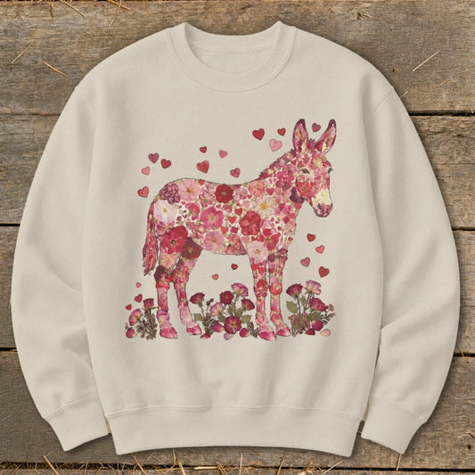 Flowers  Hearts - Donkey Sweatshirt - Sand