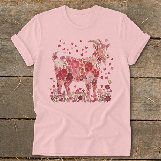 Flowers  Hearts - Goat Softstyle Tee - Pink