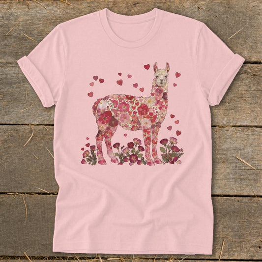 Flowers  Hearts - Llama Softstyle Tee - Pink
