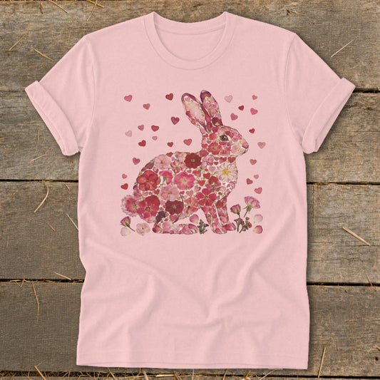 Flowers  Hearts - Rabbit Softstyle Tee - Pink