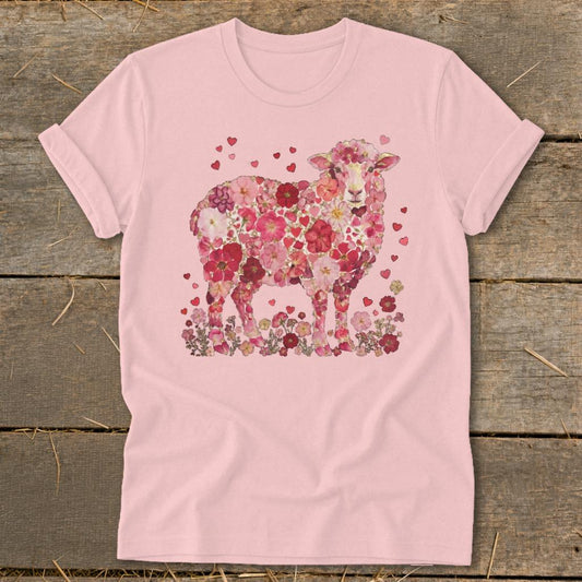 Flowers  Hearts - Sheep Softstyle Tee - Pink