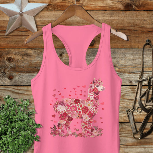 Flowers & Hearts - Alpaca Racerback Tank