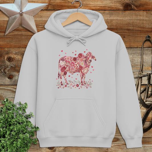 Flowers & Hearts - Brahman Cow Hoodie