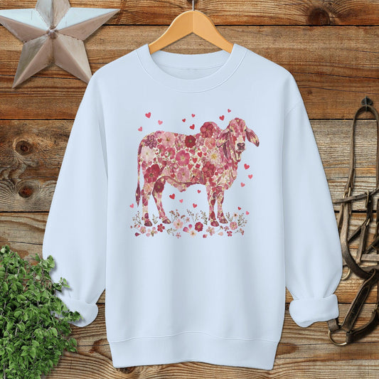 Flowers & Hearts - Brahman Cow Sweatshirt