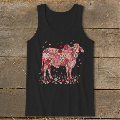 Flowers & Hearts - Brahman Cow Tank Top
