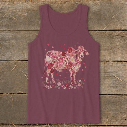 Flowers & Hearts - Brahman Cow Tank Top