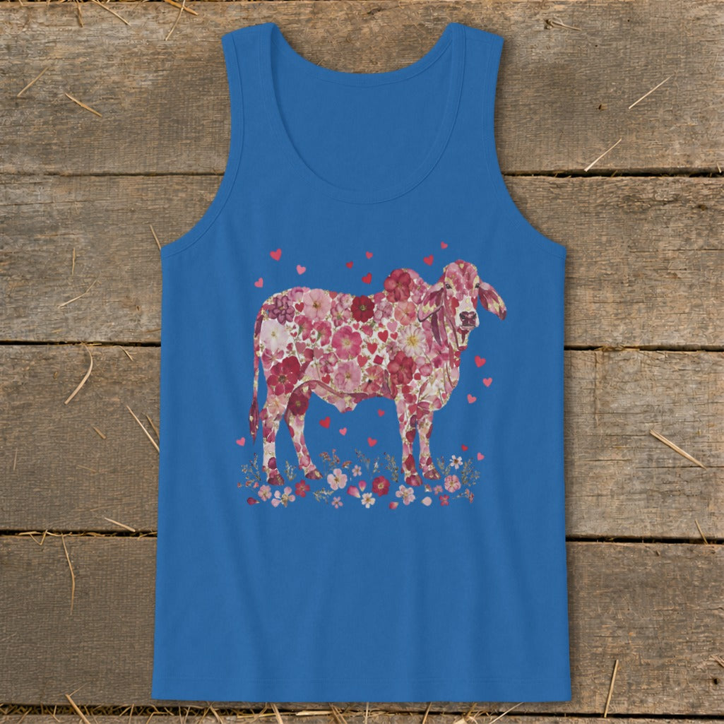 Flowers & Hearts - Brahman Cow Tank Top