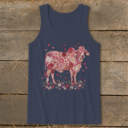 Flowers & Hearts - Brahman Cow Tank Top