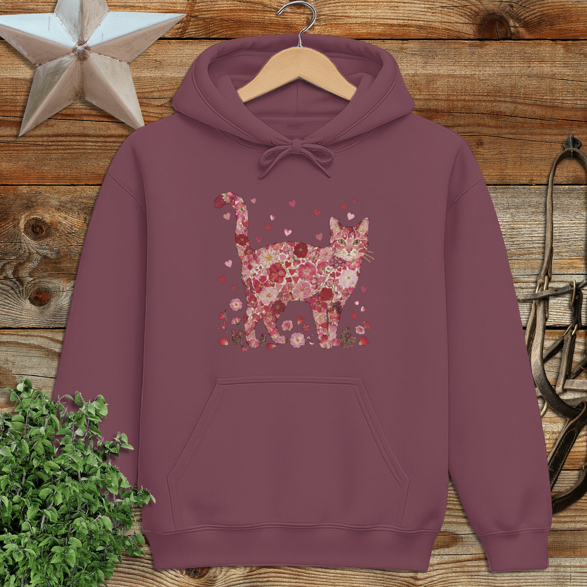 Flowers & Hearts - Cat Hoodie