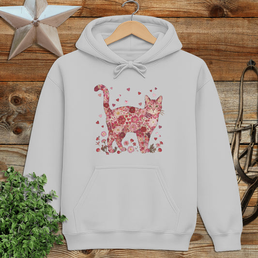 Flowers & Hearts - Cat Hoodie