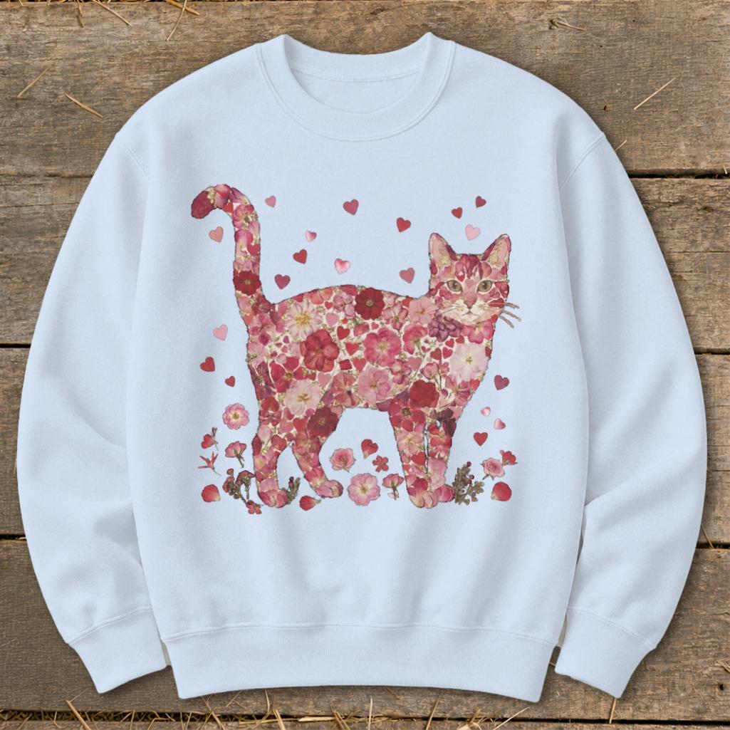 Flowers & Hearts - Cat Sweatshirt