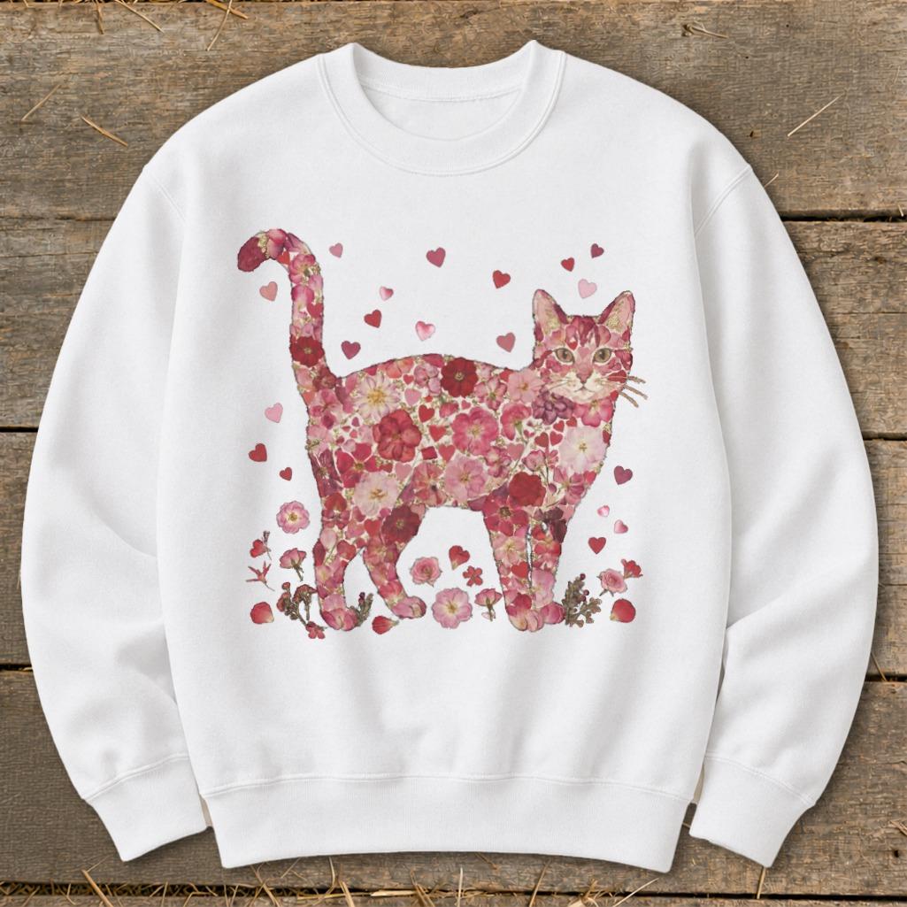 Flowers & Hearts - Cat Sweatshirt