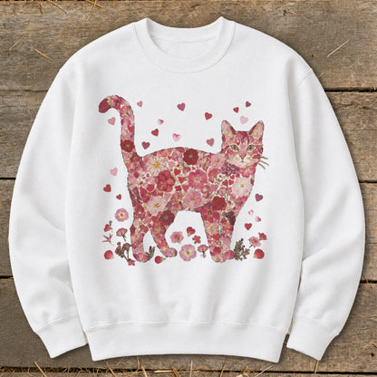 Flowers & Hearts - Cat Sweatshirt