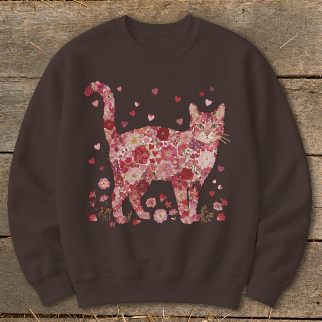 Flowers & Hearts - Cat Sweatshirt