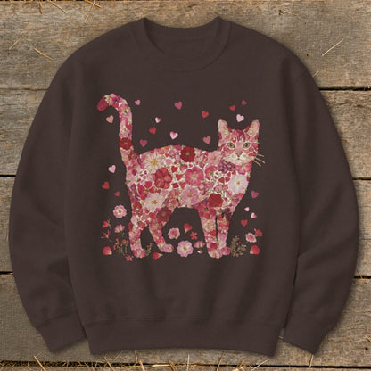 Flowers & Hearts - Cat Sweatshirt