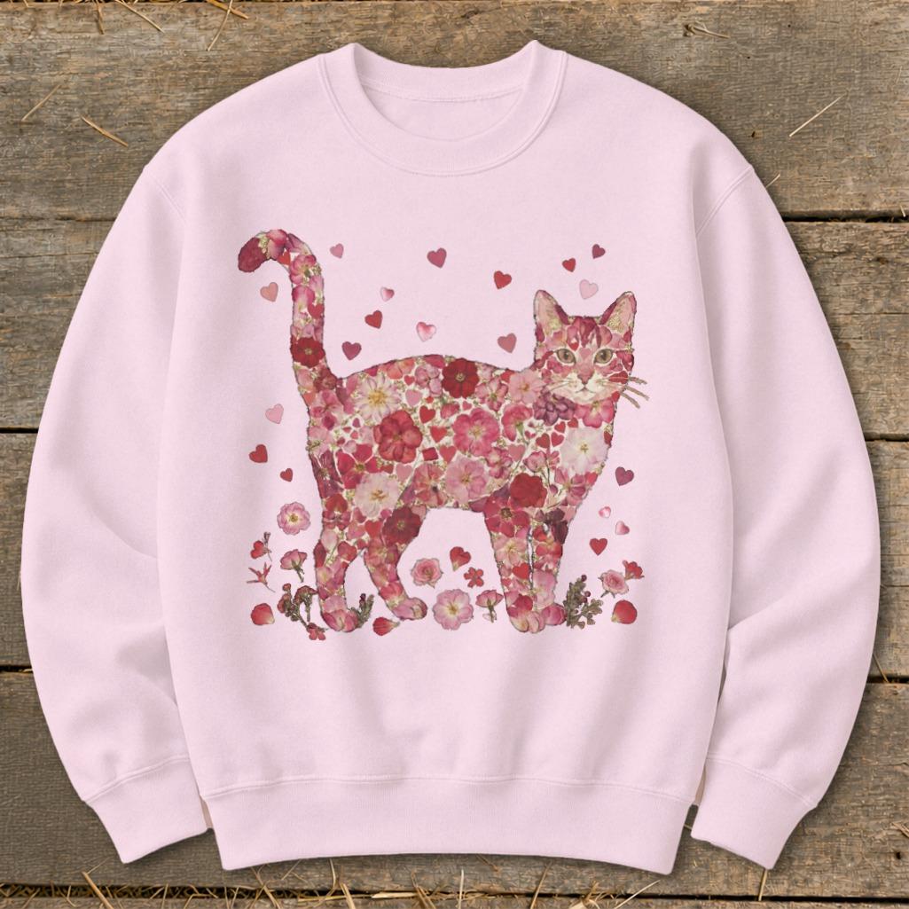 Flowers & Hearts - Cat Sweatshirt