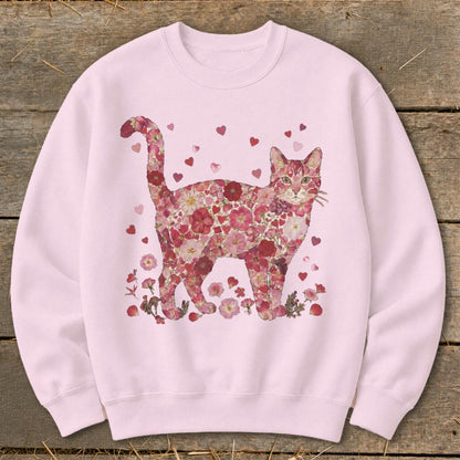 Flowers & Hearts - Cat Sweatshirt