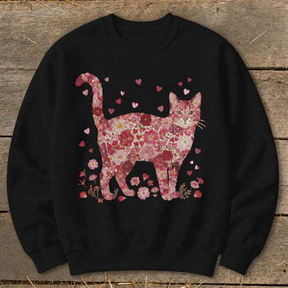 Flowers & Hearts - Cat Sweatshirt