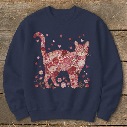 Flowers & Hearts - Cat Sweatshirt