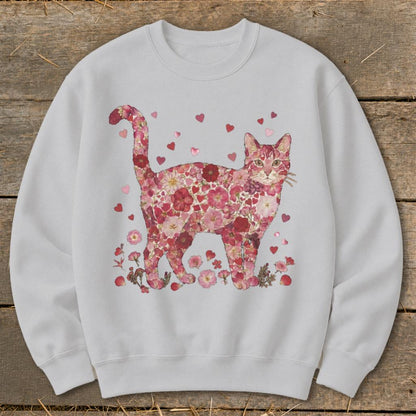Flowers & Hearts - Cat Sweatshirt