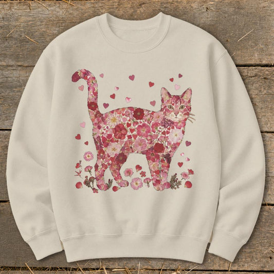 Flowers & Hearts - Cat Sweatshirt