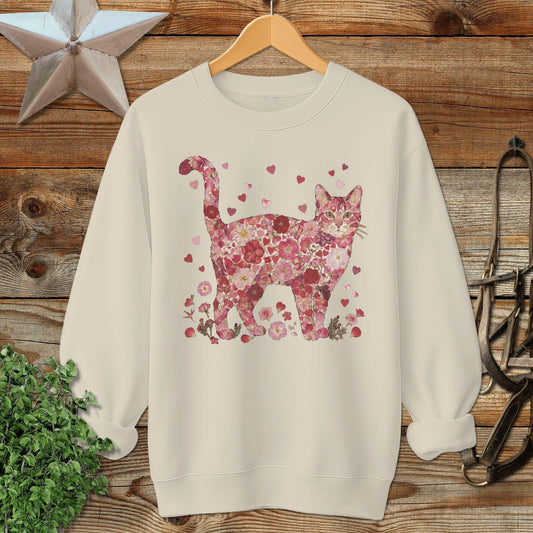 Flowers & Hearts - Cat Sweatshirt