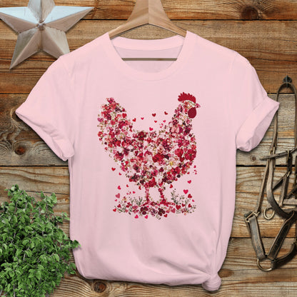 Flowers & Hearts Chicken T-Shirt