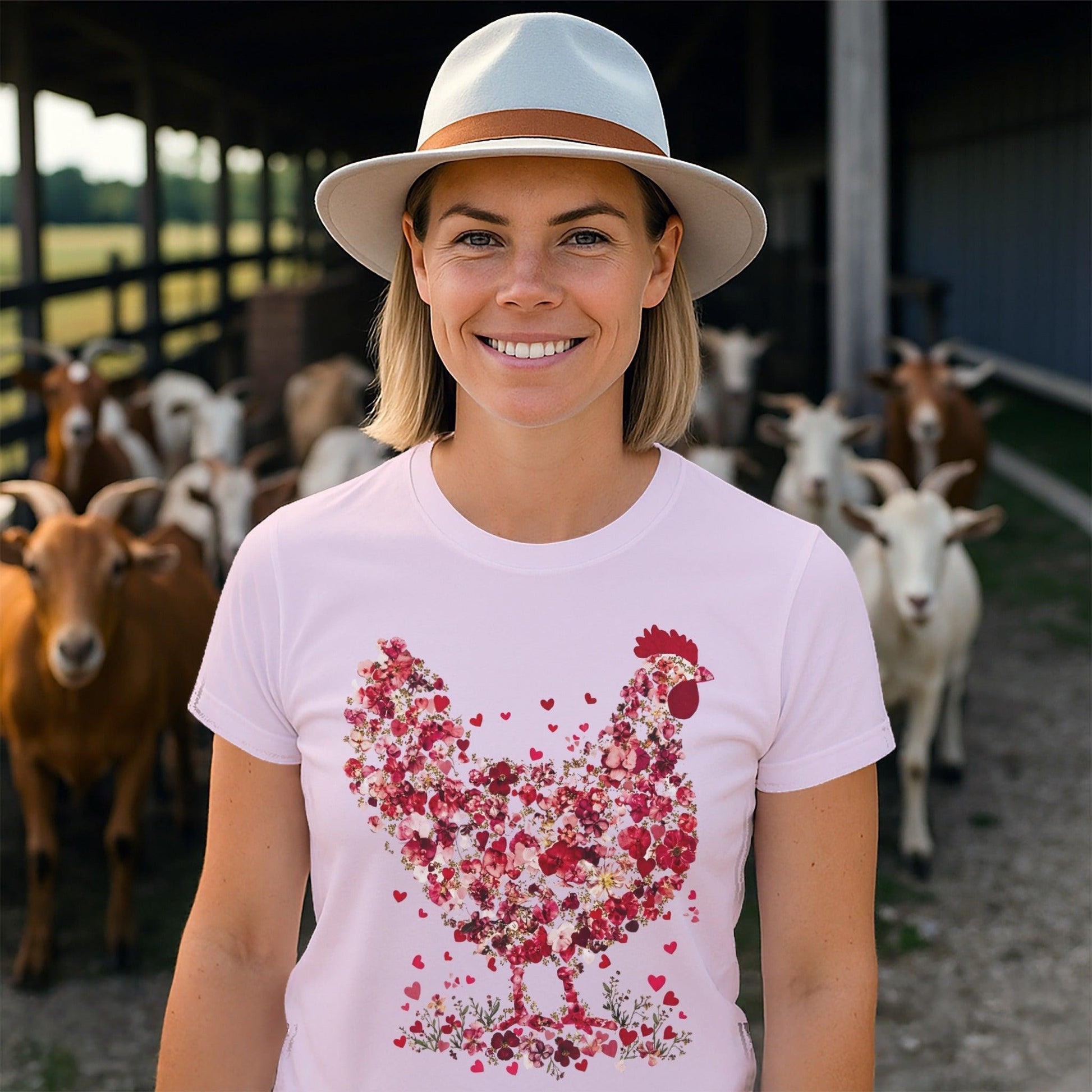 Flowers & Hearts Chicken T-Shirt