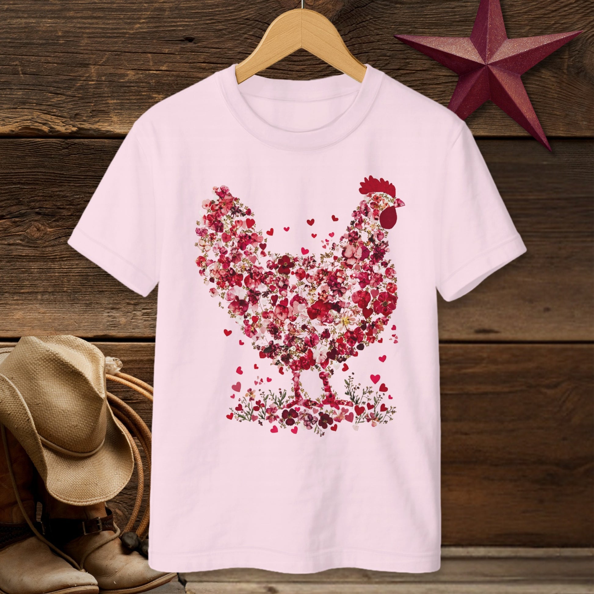 Flowers & Hearts Chicken T-Shirt (Youth)