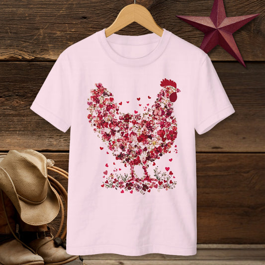 Flowers & Hearts Chicken T-Shirt (Youth)