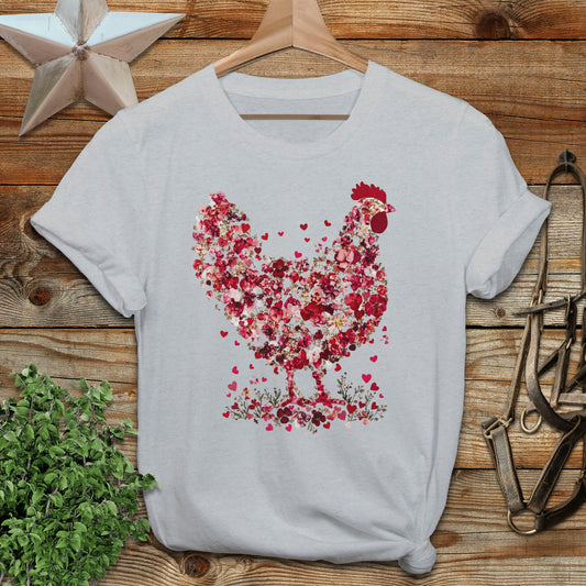 Flowers & Hearts Chicken T-Shirt