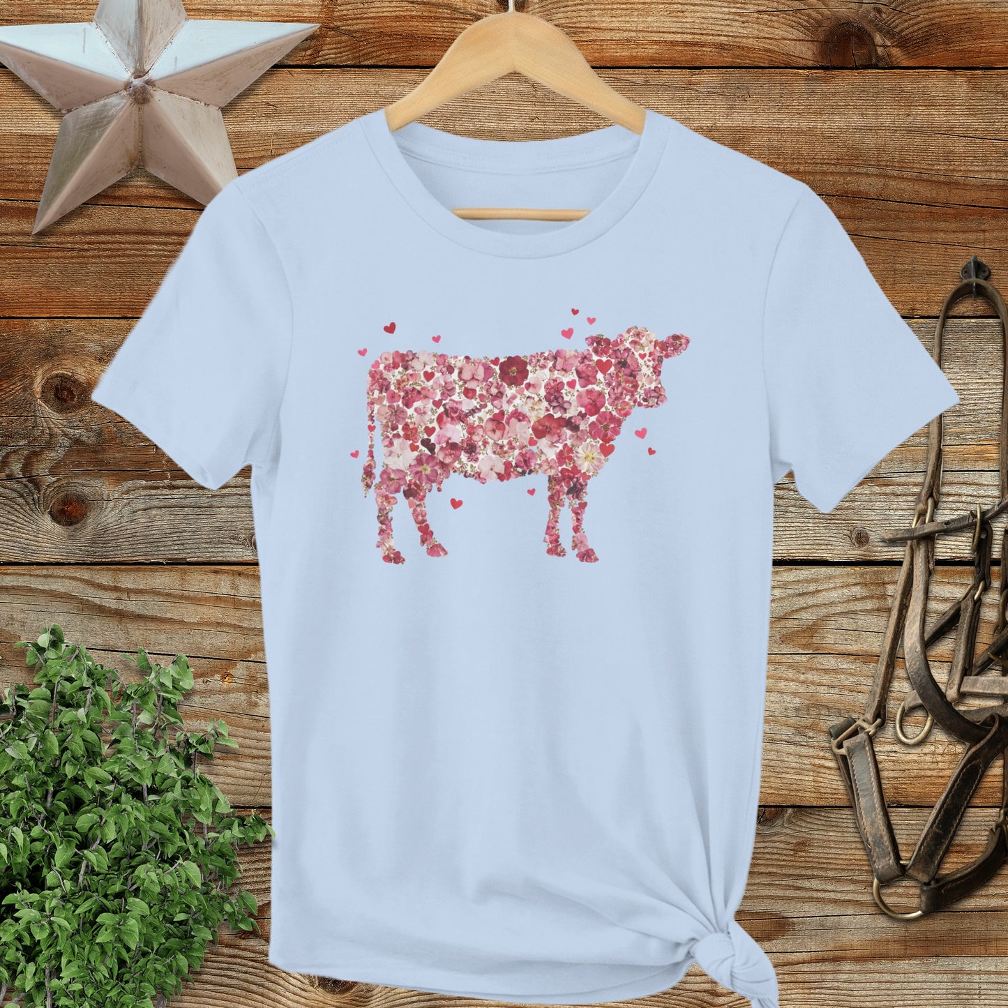 Flowers & Hearts Cow Ladies Cut