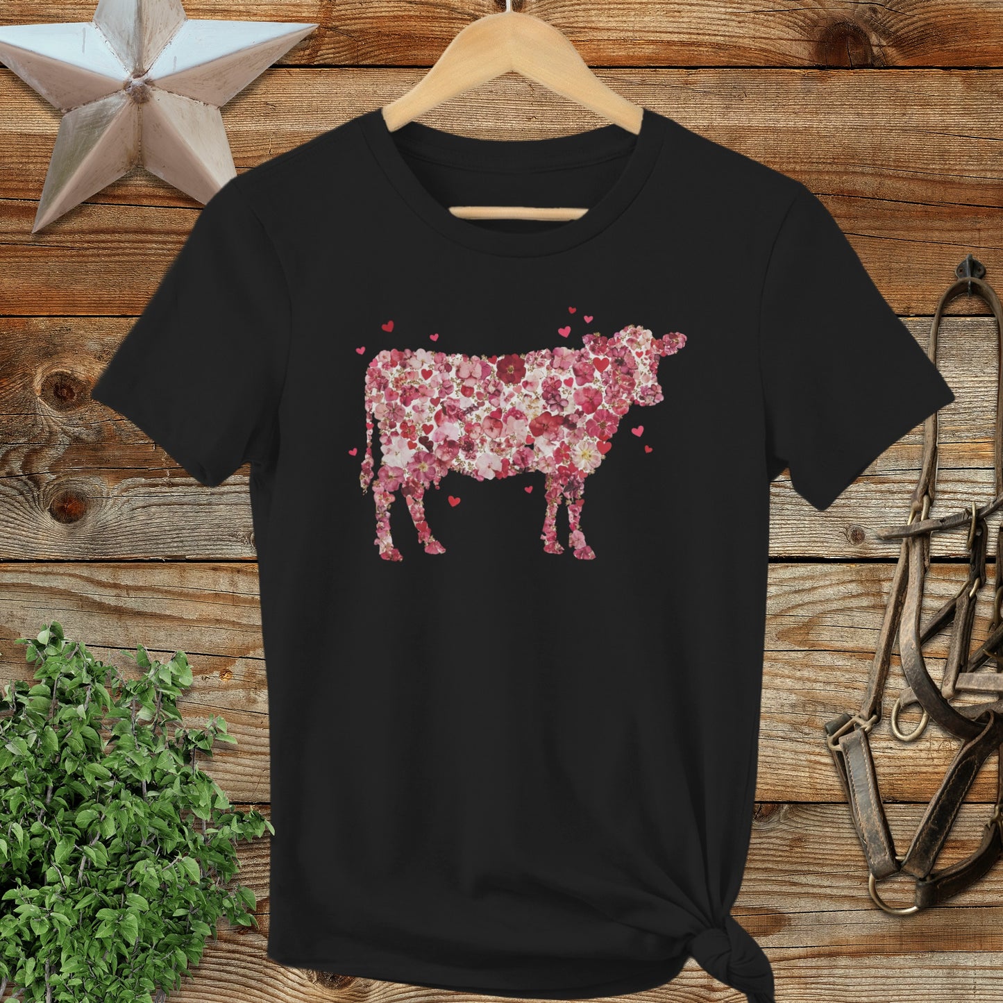 Flowers & Hearts Cow Ladies Cut
