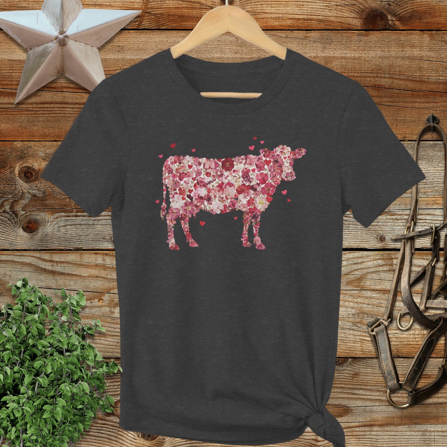 Flowers & Hearts Cow Ladies Cut
