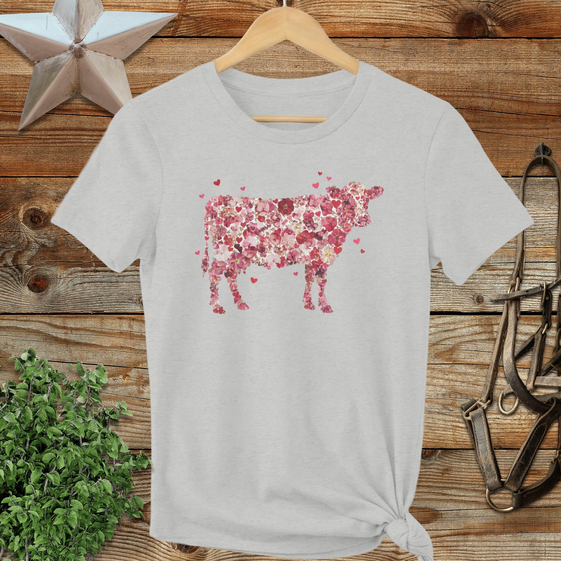 Flowers & Hearts Cow Ladies Cut