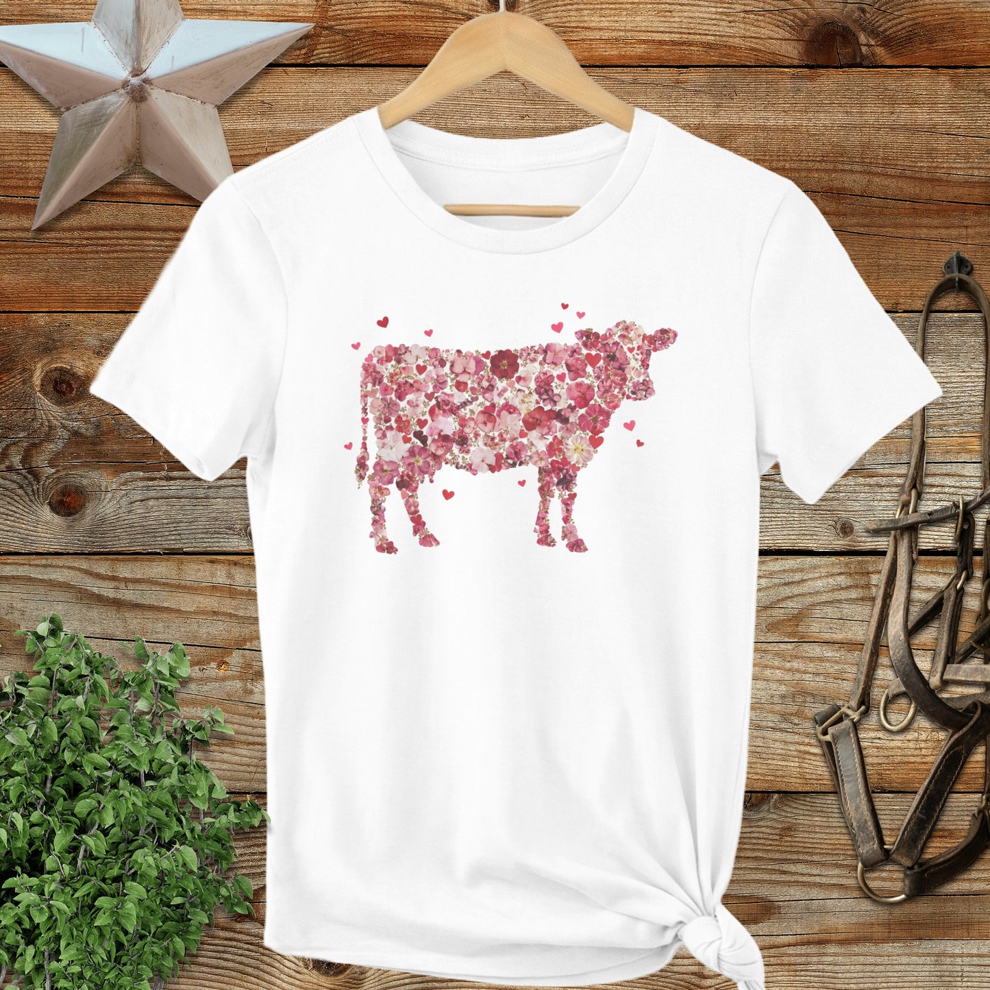 Flowers & Hearts Cow Ladies Cut