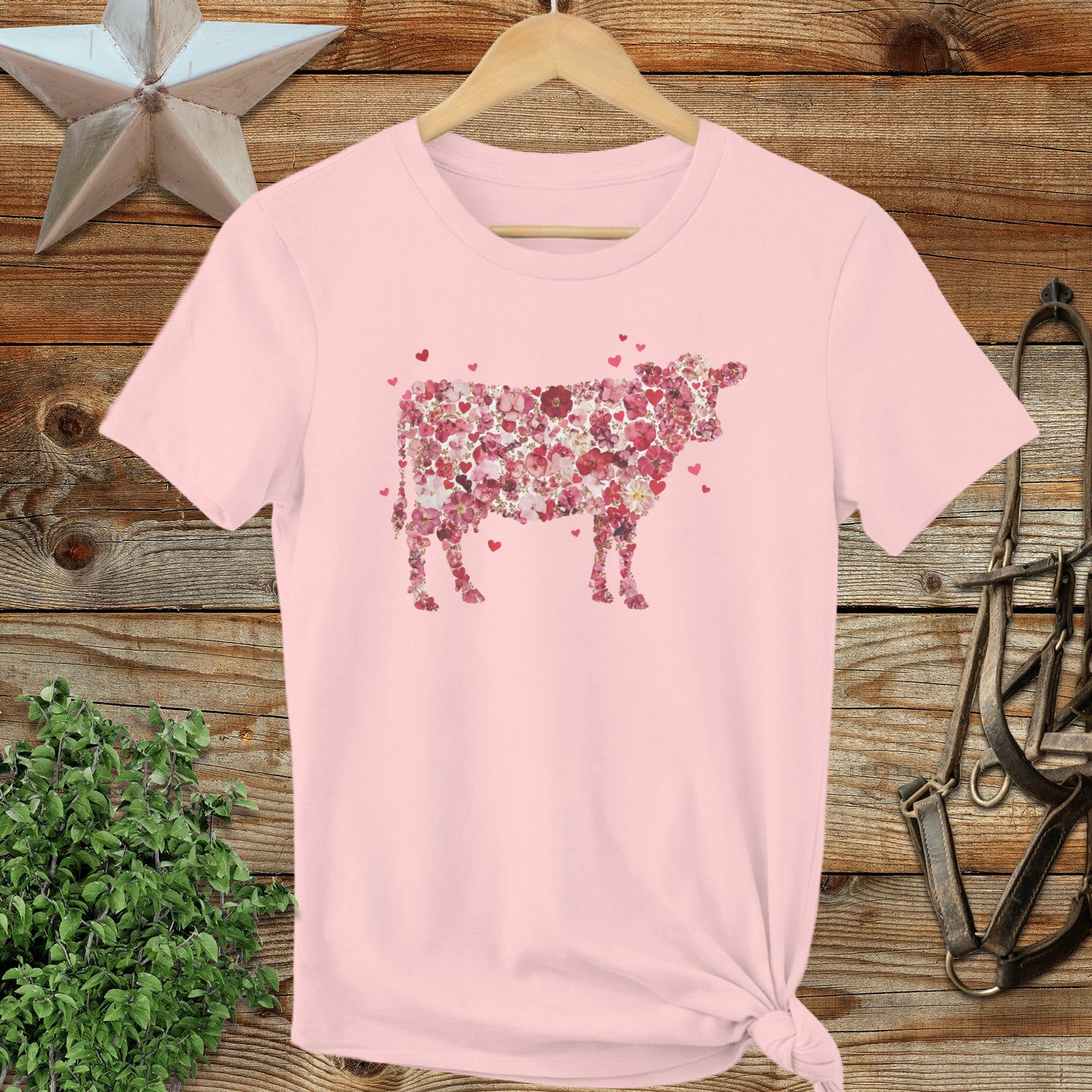 Flowers & Hearts Cow Ladies Cut