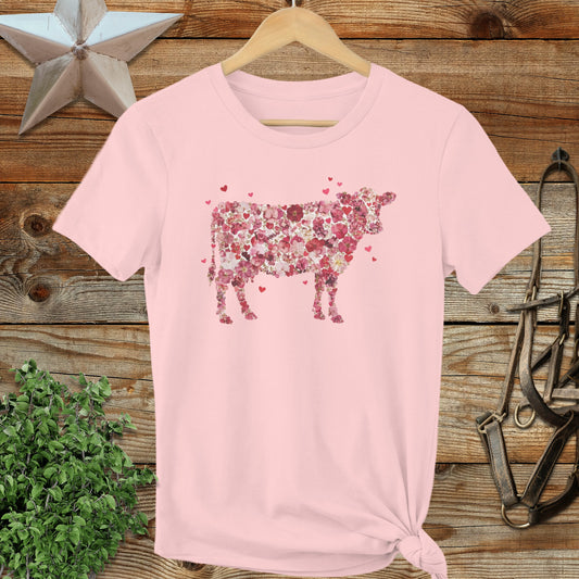 Flowers & Hearts Cow Ladies Cut