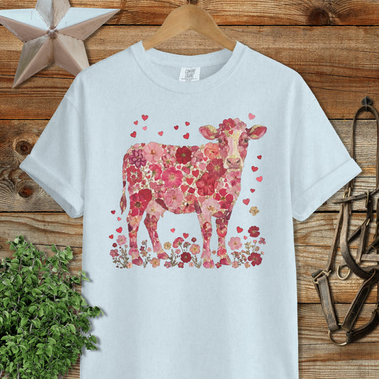 Flowers & Hearts Cow Signature Tee