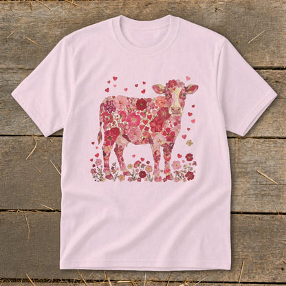 Flowers & Hearts Cow Youth Tee