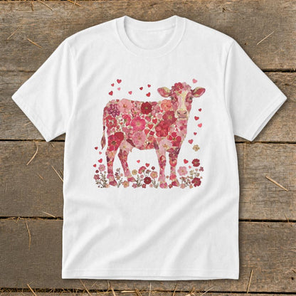 Flowers & Hearts Cow Youth Tee