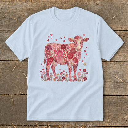 Flowers & Hearts Cow Youth Tee