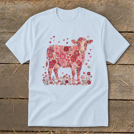 Flowers & Hearts Cow Youth Tee
