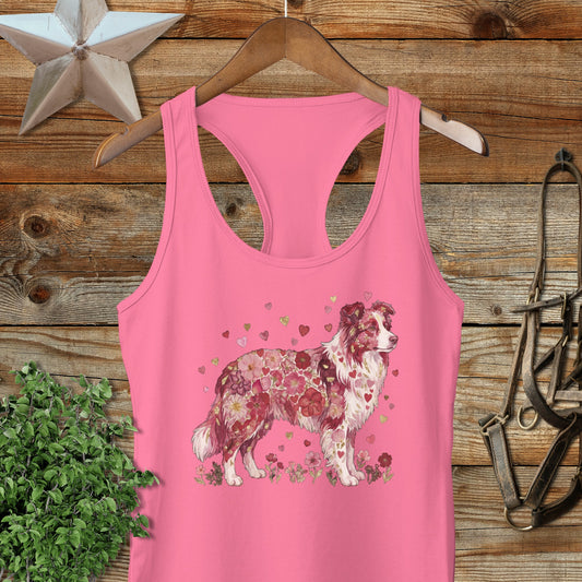 Flowers & Hearts - Dog Racerback Tank