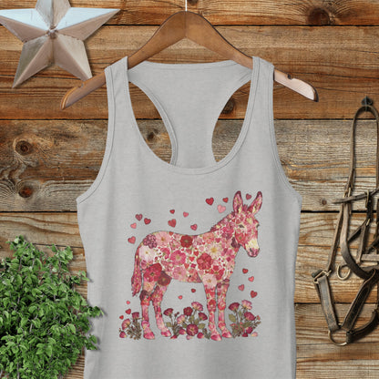 Flowers & Hearts - Donkey Racerback Tank