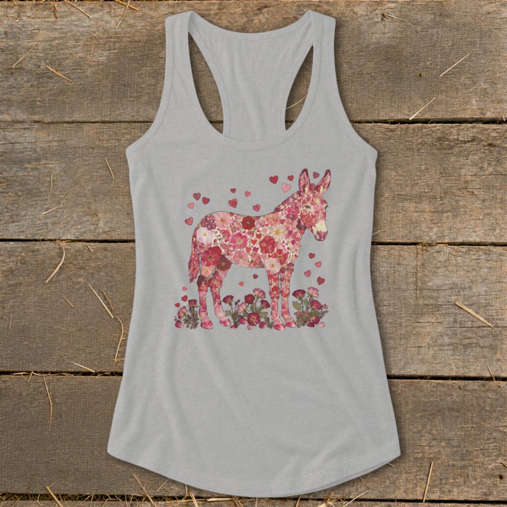 Flowers & Hearts - Donkey Racerback Tank