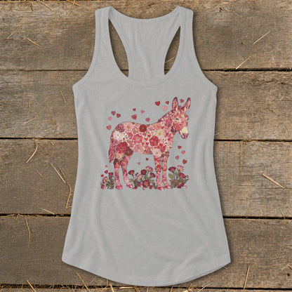 Flowers & Hearts - Donkey Racerback Tank