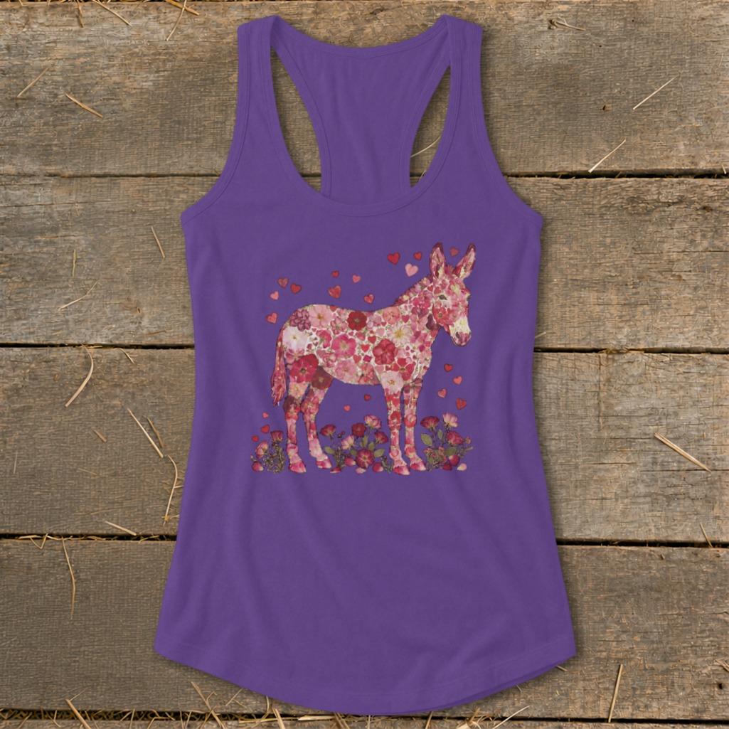 Flowers & Hearts - Donkey Racerback Tank