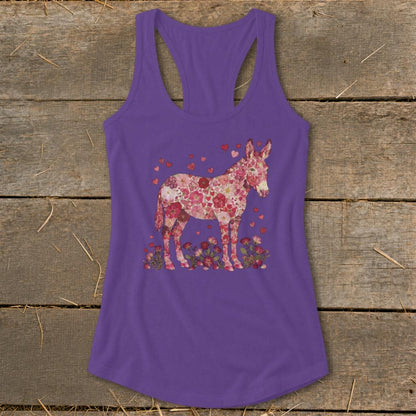 Flowers & Hearts - Donkey Racerback Tank