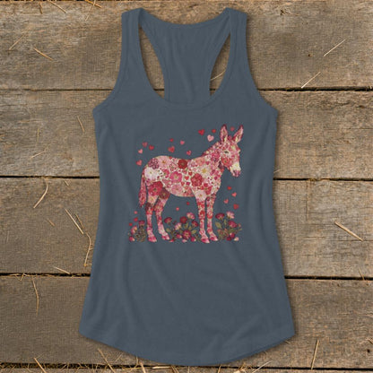 Flowers & Hearts - Donkey Racerback Tank